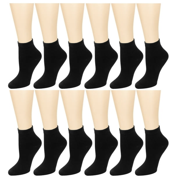 Falari 12 Pairs Assorted Colors Women's Ankle Socks Size 911 Black