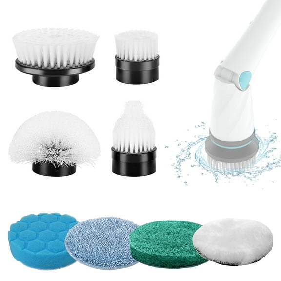 Amiluo 8-in-1 Replacement Brush Heads, Applicable to Amiluo External Battery Electric Spin Scrubber (Only A4, A5)