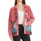 thumbnail image 1 of CHAQUETA DE DENIM PARA MUJER INSPIRADA CHIC, CON SOLAPA, MANGA LARGA, VINTAGE, COLOR ROSA, 1 of 6