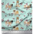 thumbnail image 1 of Soimoi Velvet Fabric Floral,Sheltie & Pekingese Dog Print Fabric by Yard 58 Inch Wide, 1 of 3