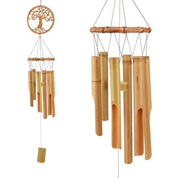 Bamboo Wind Chimes Tree of Life Wooden Wind Chime Kit Natural Decor Music Soothing Wind Bell Hanger Wind Chime Tubes Gifts for Garden Outdoor Outside Patio and Home 34. 5 inches