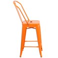 thumbnail image 3 of 24'' High Orange Metal Indoor-Outdoor Counter Height Stool with Back, 3 of 9