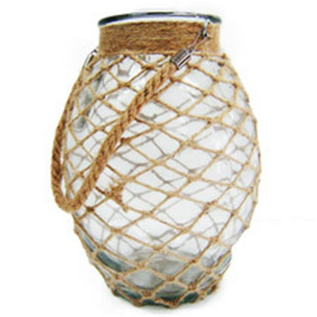 CheungsRattan 15S008 Melon Shaped Glass Jar with Ropen Rope