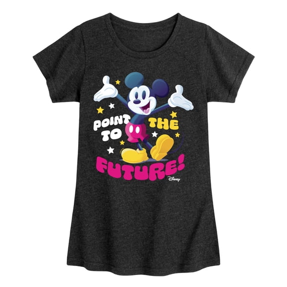 Disney - Mickey Point To The Future Darks Only - Youth Girls Short Sleeve Graphic T-Shirt