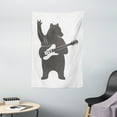 thumbnail image 1 of Bear Tapestry, Funny Character Musician with Guitar and Hand Gesture Grunge Effect Retro Rock n Roll, Wall Hanging for Bedroom Living Room Dorm Decor, 40W X 60L Inches, Black White, by Ambesonne, 1 of 2
