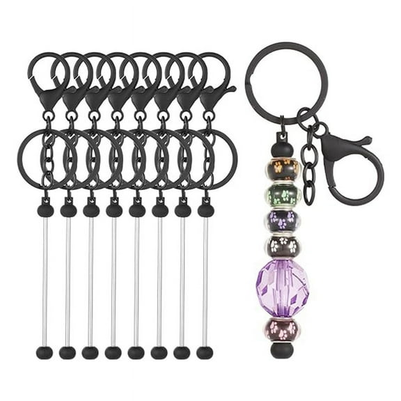 8Pcs Beadable Keychain Bars Beadable Blanks DIY Bead Bar Keychain Kit DIY Keychain Accessories for Women Men DIY A