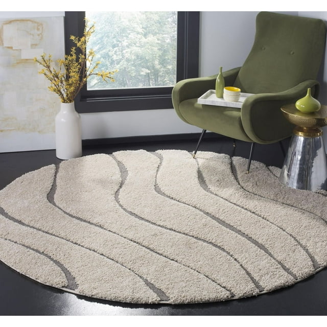 Safavieh Florida Tabitha Geometric Waves Shag Area Rug, Light Blue / Blue, 5'3" X 7'6"