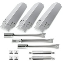 Quickflame Set of 3 Heat Plates, Burners & 2 Crossover Tubes, Replacement Parts for Charbroil Classic 360 3-Burner, 405 4-Burner, G320-0200-W1, G215-0203-W, Char Broiil Classic Grill Parts