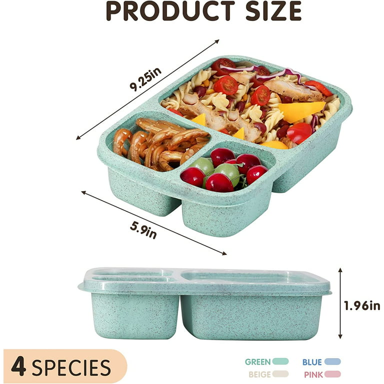 Snack Containers, 4 Pack Reusable Bento Snack Box, 4 Compartments Meal Prep  Lunch Containers for Kids Adults, Divided Food Storage Containers for