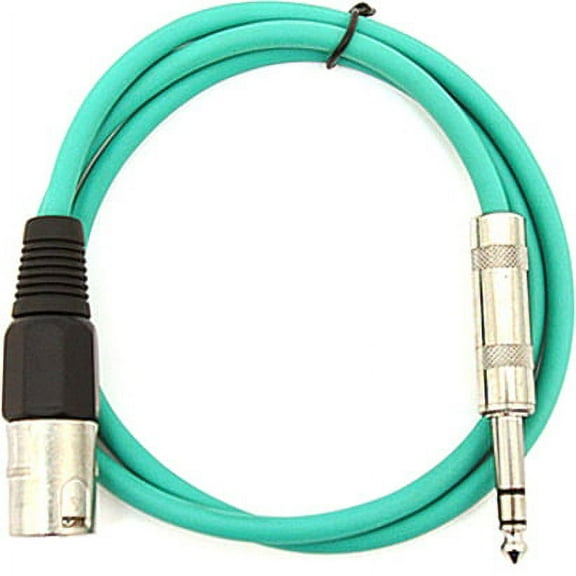 Seismic Audio SATRXL-M2, Green 2' XLR Male to TRS Patch Cable