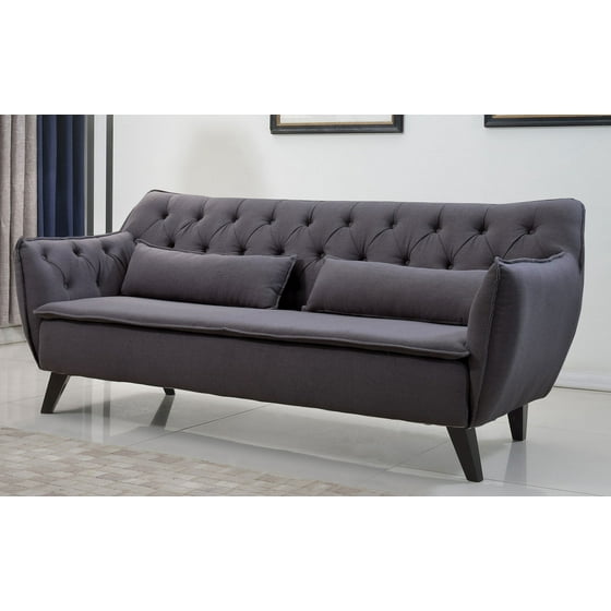 Mid Century Modern Tufted Linen Fabric Accent Living Room Sofa