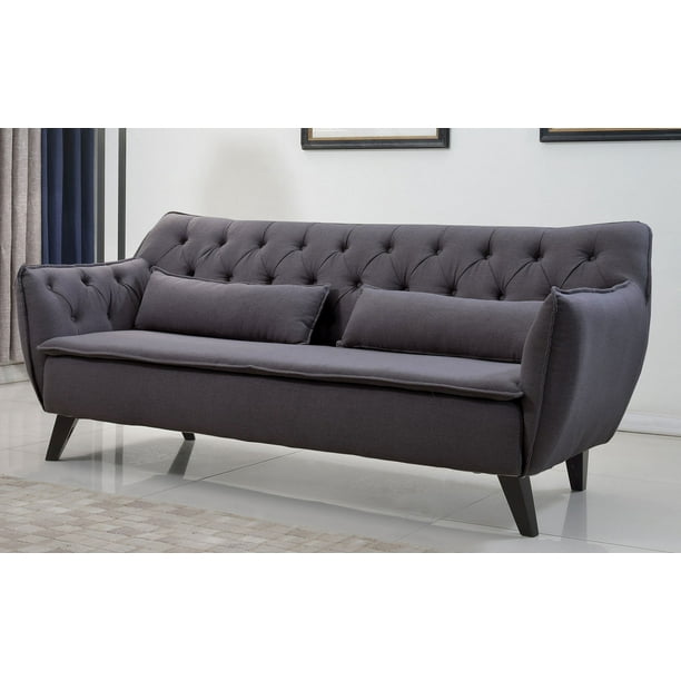 Mid Century Modern Tufted Linen Fabric Accent Living Room Sofa