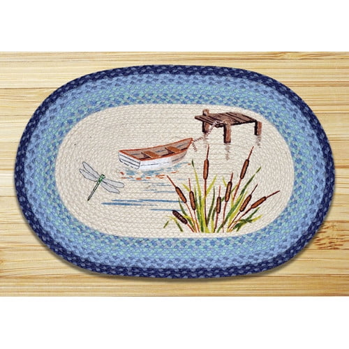 Earth Rugs Lake Boat Printed Area Rug