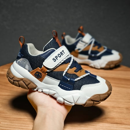 

Boys Casual Mid Top Sneakers Mesh Breathable Lightweight Running Shoes Comfortable Chunky Shoes For Outdoor