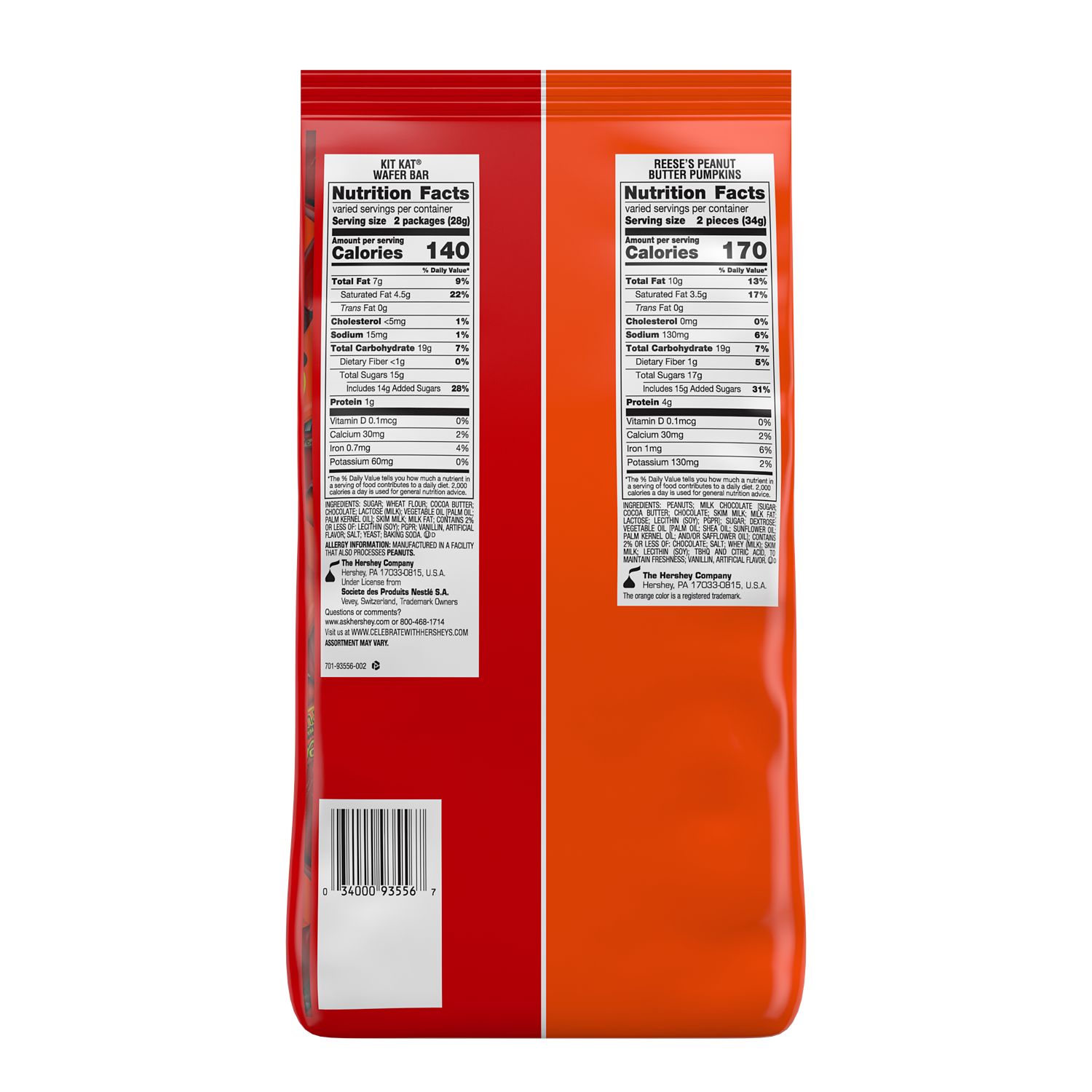 REESE'S and KIT KAT, Milk Chocolate Assortment Snack Size Candy, Halloween, 49 oz, Bulk Bag, 90 Pieces