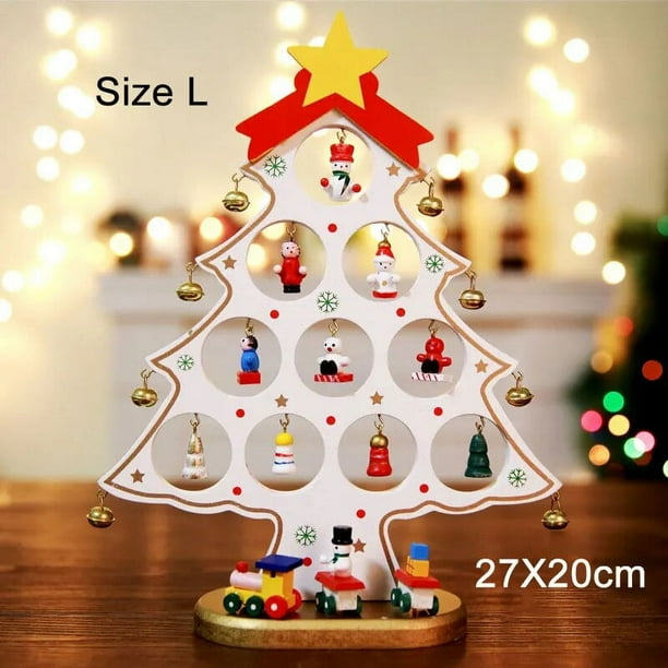 Nuevo colgante para árbol de Navidad para decoración del hogar, de madera, con Mini adornos colgantes, campanas de muñeco de nieve, manualidad para regalo de Navidad para niños