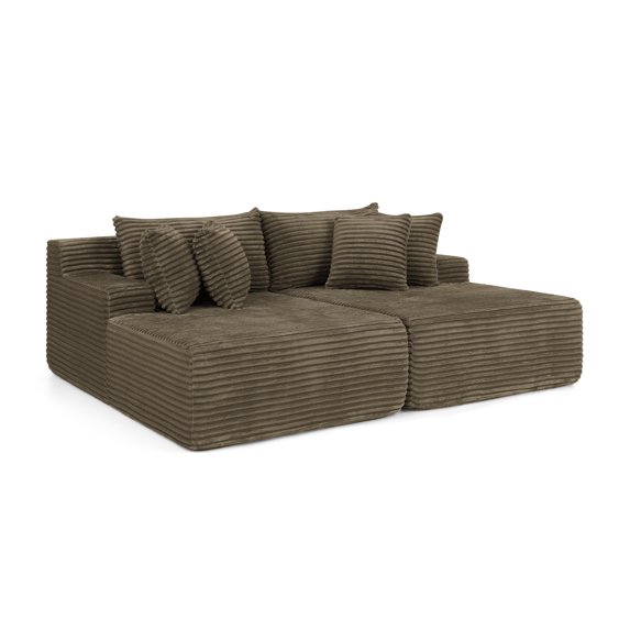 AOOWOW 82.5” Oversized Double Lounge Chaise,velvet Sofa Bed,Upholstered Boneless Cloud Sofa Deep Seat,No Assembly Required