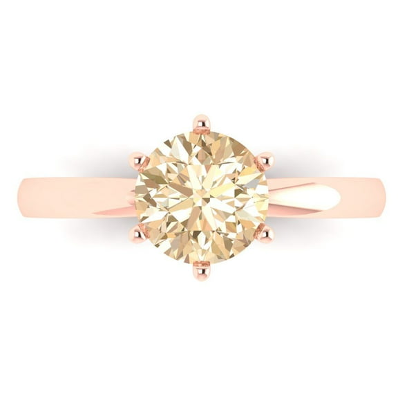 Clara Pucci 14K Rose Gold 1.5ct Morganite Solitaire Ring for Women