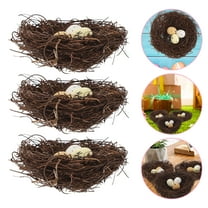 5pcs Artificial Bird Nest with Simulation Eggs Vivid Resin Nest Model Garden Bird Nest Ornament
