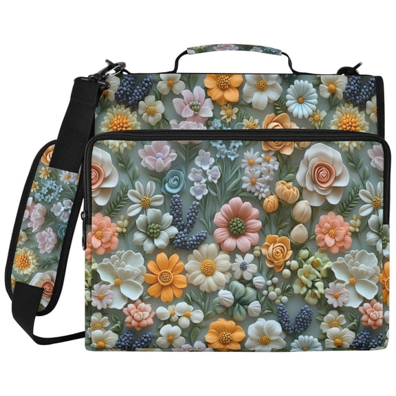 ALAZA Zipper Binder Flower7 Pattern 2 inch 3 Ring 500 Sheet Capacity Trapper Keeper File Folder Organizer Bag