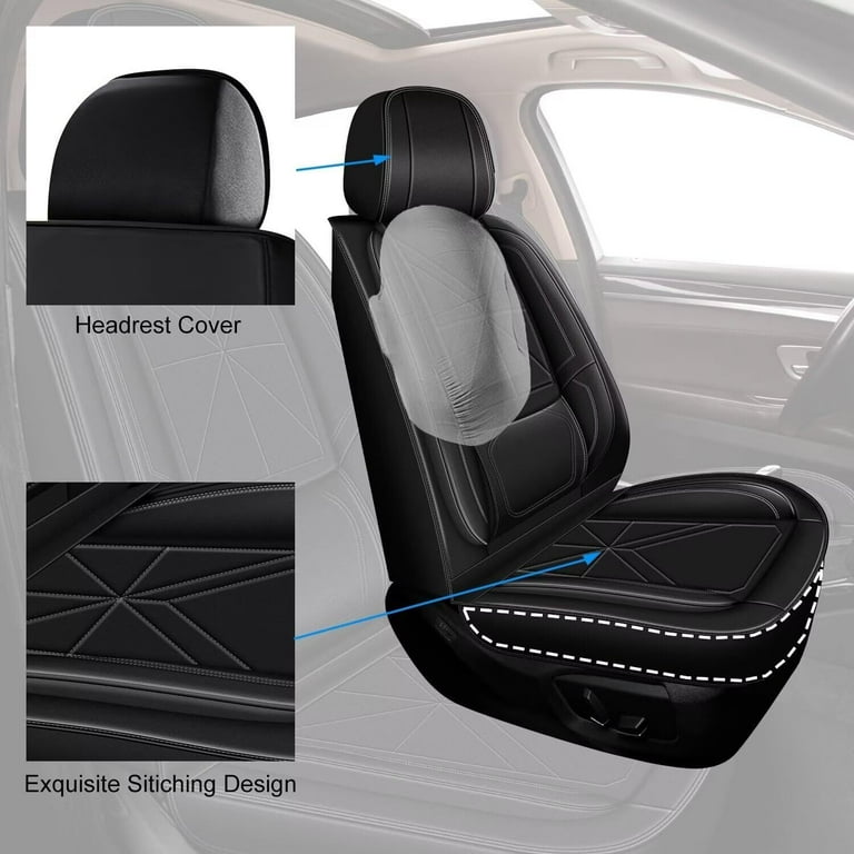 AOMSAZTO Seat Covers Fit for Honda Pilot 2005 2024 Car Seat Covers Full Set 5 Seats Faux Leather Car Seat Cushion Protector Black Walmart