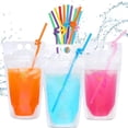thumbnail image 2 of 100 bolsas de bebidas con 100 agujeros para pajita, bolsas de jugo congelables, bolsas de plástico con cierre transparente para bebidas frías y calientes para adultos y niños, 2 of 9