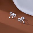 thumbnail image 5 of Solid 925 Sterling Silver CZ Bow Stud Earrings for Women Teens Ribbon Stud Earrings Bowknot, 5 of 12