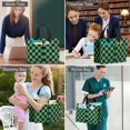 thumbnail image 6 of Canvas Tote Bag for Women with Compartments, Large Cute Green Checkered Teacher Student Shoulder Bag Nurse Purses Crossbody Bags Work Laptop Book Bag Satchels Handbags, 6 of 6