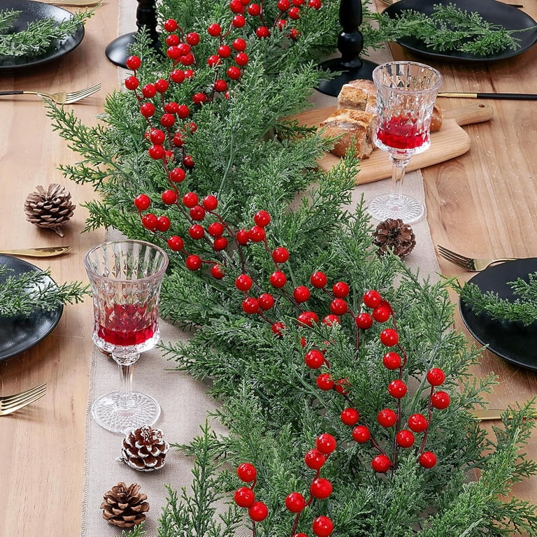 6ft Pre-Lit Christmas Garland With LEDs – Battery Timer, Red Berries & Pinecones, Indoor/Outdoor