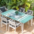 thumbnail image 2 of Summer Coastal Table Cloths for 3 Foot Rectangle Tables, Watercolor Shells Coral Starfish Ocean Blue Patio Waterproof Elastic Fitted Tablecloths, Washable Rectangular Table Cover for Camping, 2 of 8