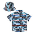thumbnail image 3 of Hifoo Kids Toddler Boys Girls Short Sleeve Summer Casual Flower Prints Lapel Shirts Gentleman Tops Hawaii Beach Holiday Floral Shirts T Shirt Hat Set Back To School Versatile Blouses, 3 of 5