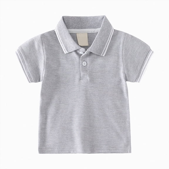 mgoYE Kids Boys Girls Short Sleeve School Uniform String Polo Shirts(Grey,5-6 Years)