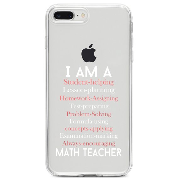 DistinctInk Clear Shockproof Hybrid Case for iPhone 7 PLUS / 8 PLUS (5.5" Screen) TPU Bumper Acrylic Back Tempered Glass Screen Protector - Teacher Student Helping Homework Encourage