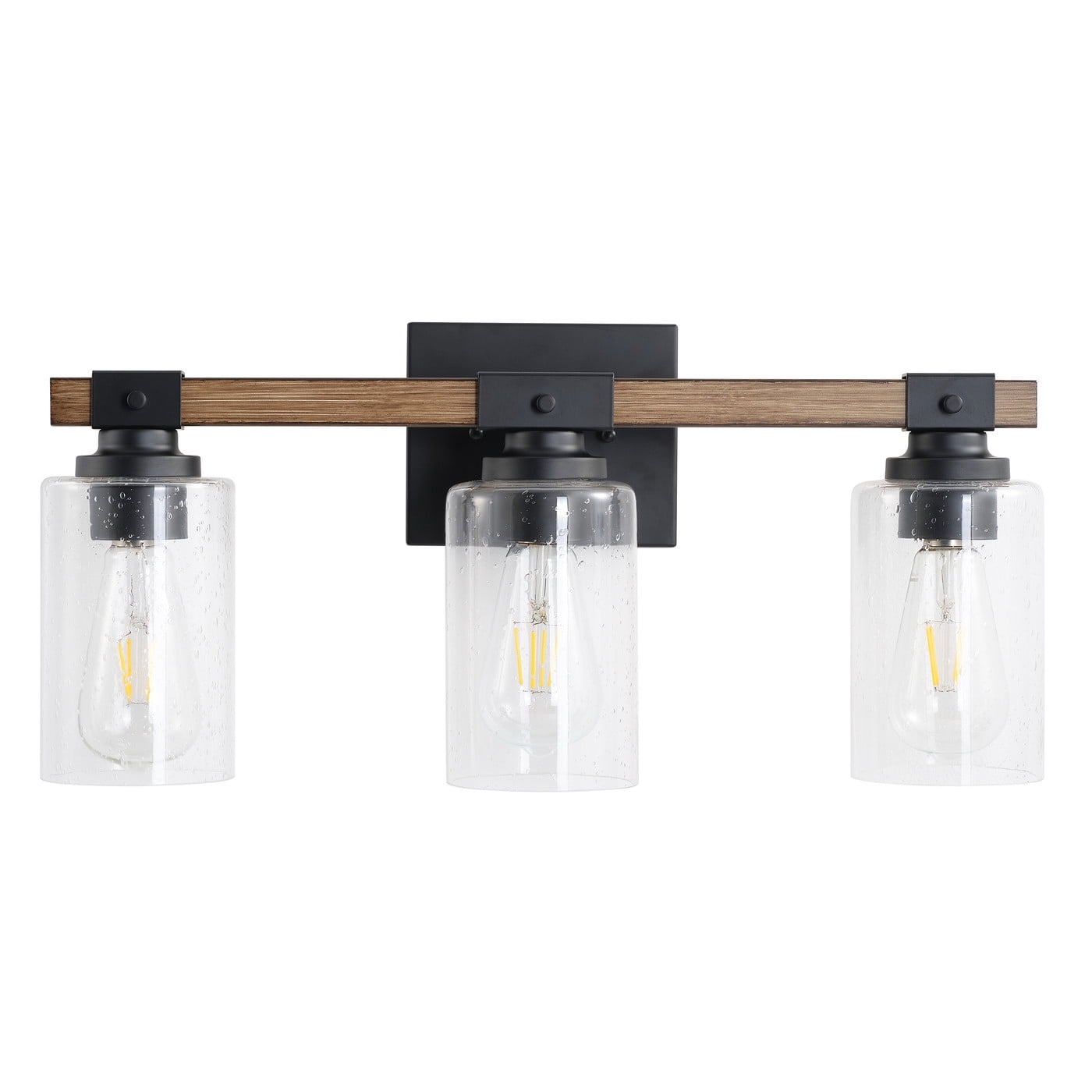 Modern 3-Light Wall Sconce Cylinder Black Vanity Lighting Minimalist Retro Light Fixture with Clear Glass Shade
