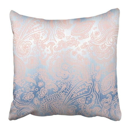 BPBOP Pastel Paisley Pattern on Gradient Zigzag Ethnic Leaves and Plants Beautiful Serenity Colors Pillowcase 18x18