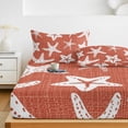 thumbnail image 6 of Twin Sze Fitted Sheet Set - Coastal Starfish 2 Piece Bedding Sets 16" Deep Pocket Fitted Sheet with 1 Pillowcase, Terracotta Red Nautical Vintage Marine Life Brushed Microfiber Hotel Bed Sheets, 6 of 9