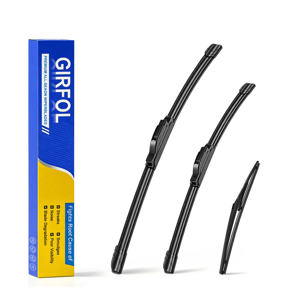 GIRFOL Windshield Wiper Blades for Dodge Journey 2009-2020 Front & Rear Full Set 24'' 19'' 12'', All Weather Quiet Streak-Free OEM Replacement Wipers
