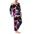 thumbnail image 2 of Salouo Colorful Skull Print Button-Front Long Sleeve Pajama Set for Men, Soft 2Pjs Men's Long Sleeve Sleepwear-Small, 2 of 7