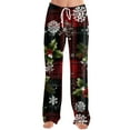 thumbnail image 5 of WTOBBY Women's Fashion Loose Casual Pants with Christmas Print for Stylish and Comfortable Everyday Wear and Holiday Themes,Deep Red L, 5 of 6
