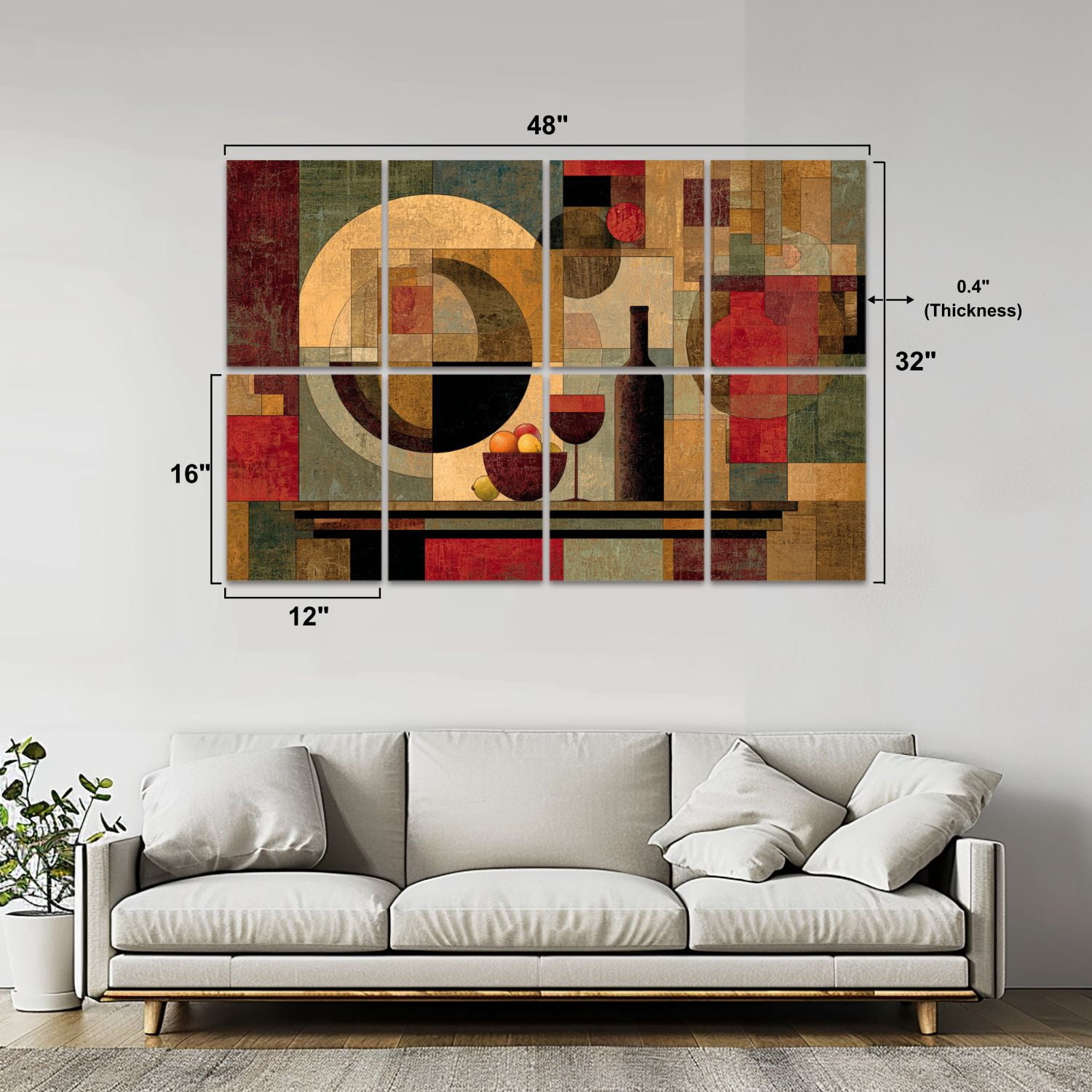 8 Pack Art Acoustic Panels Sound Absorbing Kitchen Living Room Dining Room Wine Glass Mural Still Life Abstract Decorative Soundproof Wall Panels Self Adhesive for Nursery Game Room Bedroom 48"x32"