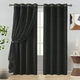 thumbnail image 7 of Flowpartex Mix Matach Grommet Full Blackout Window Curtains for Bedroom Lace Leaf Sheer Panels For Living Room, Black & White, Window Treatment Set of 4,52" W x 84" L, 7 of 7