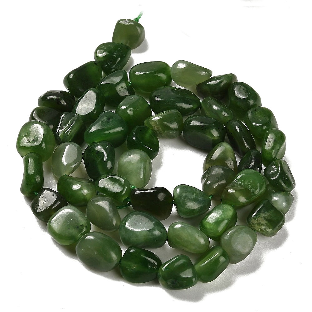 Dyed Natural White Jade Beads Strands Tumbled Stone Green 7~13x4.5~10x4.5~10mm Hole: 1.2mm 44~46pcs/strand 15.08''~16.14''(38.3~41cm)