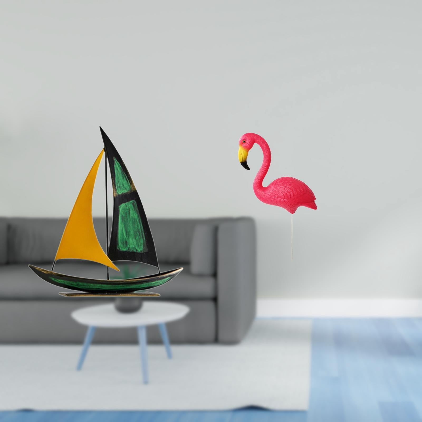 Dualoai Iron Sailboat Bird Sculpture Tabletop Ornament Feng Shui Decor Collection Decorative Figurine for Table Centerpiece Desk Bookshelf Yard Art Ornament Fairy Garden Accessories Flamingo
