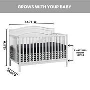 Oxford Baby North Bay 4-in-1 Convertible Crib, Snow White, GREENGUARD Gold Certified, Wooden Crib