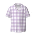 thumbnail image 4 of Salouo Purple Checkboard Pattern Cuban Collar Shirts for Men Button-Down Shirt Men's Short Sleeve Shirts Hawaiian Shirts Casual Shirts -Medium, 4 of 6