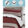 thumbnail image 4 of Quilts Twin-XL Size Bedding Set, Red Floral Lightweight Quilted Comforter, Modern Farmhouse Leaves Brown Striped Soft Reversible Bedspread Coverlet with Pillow Covers for All Season, 68" x 98", 4 of 7