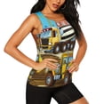 thumbnail image 2 of Balery Different Construction Site Vehicles Camiseta sin mangas estampada ligera para mujer, tops de entrenamiento sin mangas, camisetas de yoga transpirables de secado rápido.-Large, 2 of 7