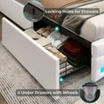 thumbnail image 6 of Afuhokles Queen Bed Frame with LED Lights Leather Platform Bed with Storage Drawers and Charging Station, White, 6 of 8