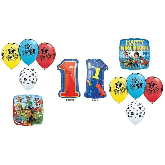 PAW PATROL Chase Dog 1st #1 11 Piece Birthday Party Mylar Latex Balloons Bouquet Set C