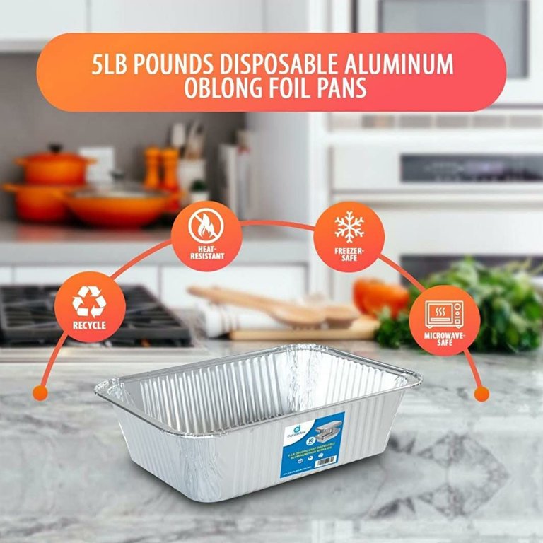 Displastible Disposable Aluminum Pans with Lids Cooking & Baking Food  Container, 10-Pack